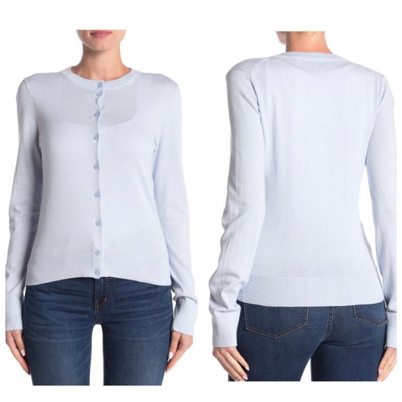 J. CREW Blue Button Front Crew Neck Cardigan - Picture 1 of 7